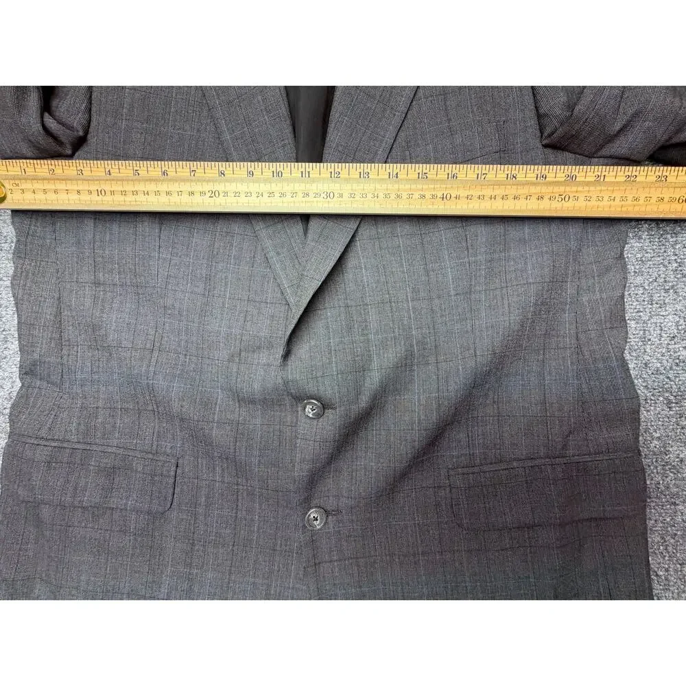 Vintage Burberrys Mens 46 Gray Blue Plaid 100% Wool Blazer Sport Coat